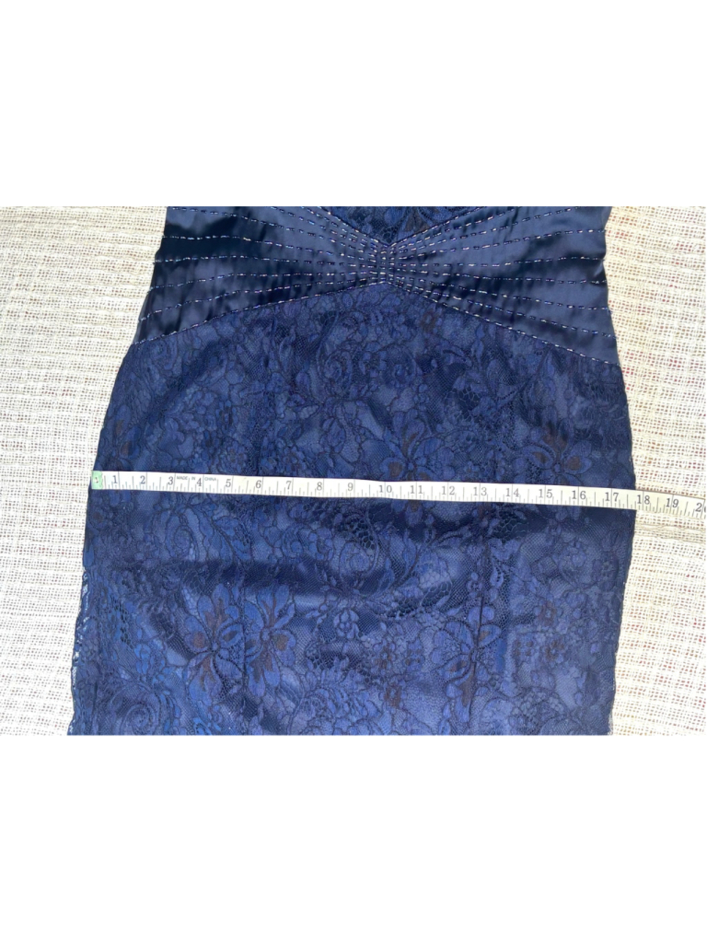 Jade Couture by Jasmine Navy Blue Lace Evening Gown Wedding Formal SZ 6 EUC - Picture 8 of 13
